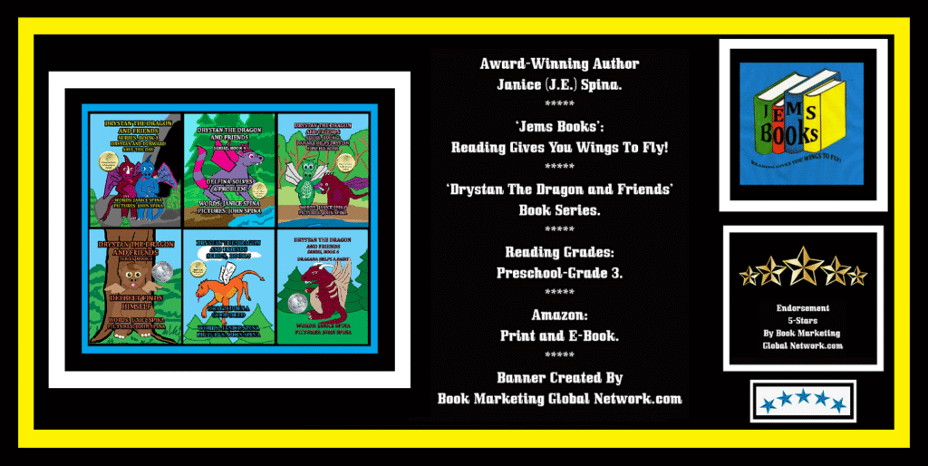 Book Banner For Drystan The Dragon and Friends Book Series by Janice Spina