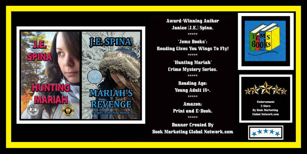 Book Banner For Hunting Mariah Crime Mystery Series by Janice (J. E.) Spina