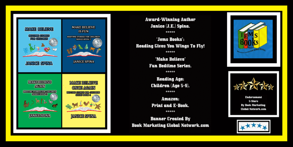 Book Banner For Make Believe Is Fun Bedtime Series by Janice Spina