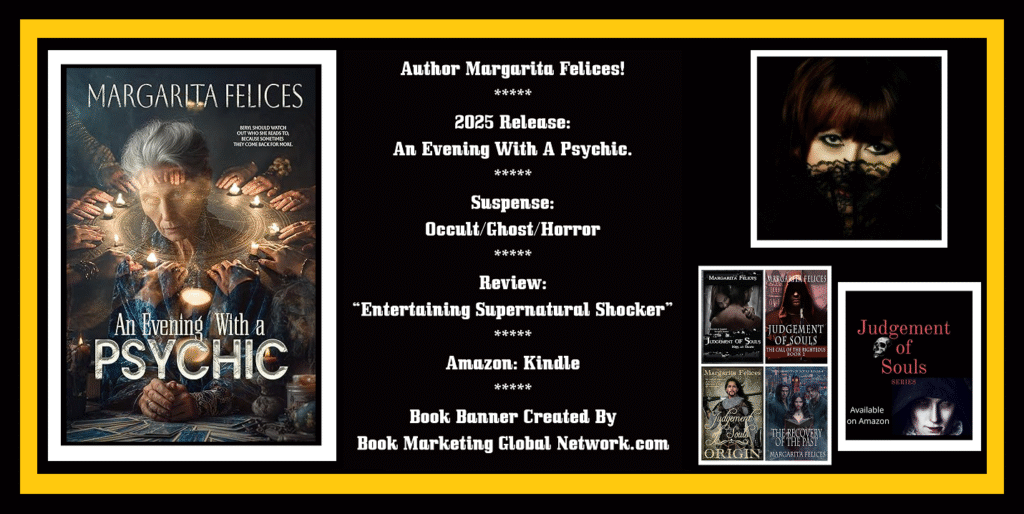 Book Banner For An 'Evening With A Psychic' by Margarita Felices