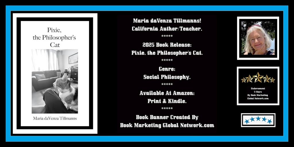 Book Banner For Pixie, 'The Philosopher's Cat' by Maria daVenza Tillmanns