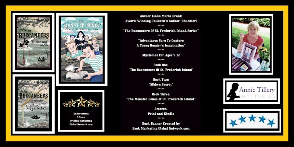 Book Banner For 'The Buccaneers of St. Frederick Island' Series by Linda Maria Frank