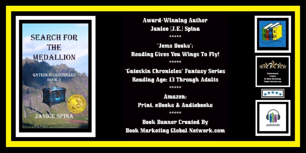 Book Banner For 'Search For The Medallion' by Janice Spina