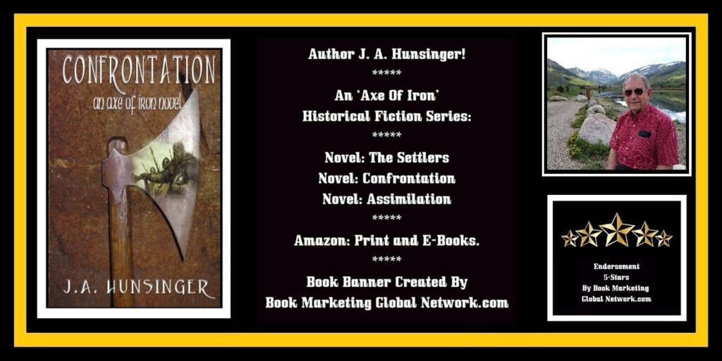 BOOK BANNER FOR 'CONFRONTATION' BY J. A. HUNSINGER