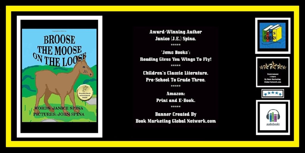 BOOK BANNER FOR 'BROOSE THE MOOSE' BY JANICE SPINA